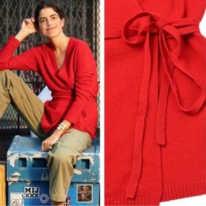 PURE CASHMERE NYC x Cafe Leandra Wrap Cardigan in Lipstick Red Size Medium